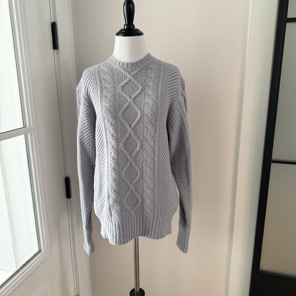 Vineyard Vines Sweater Mens Small Gray Wool Fisherman Aran Crew Pullover Unisex - Picture 5 of 11